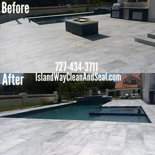 Marble pavers cleaned and sealed with the best paver sealer (penetrating nanotech)